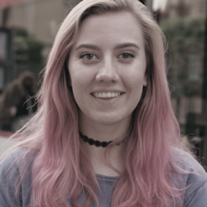 Photo of teen girl with pink hair